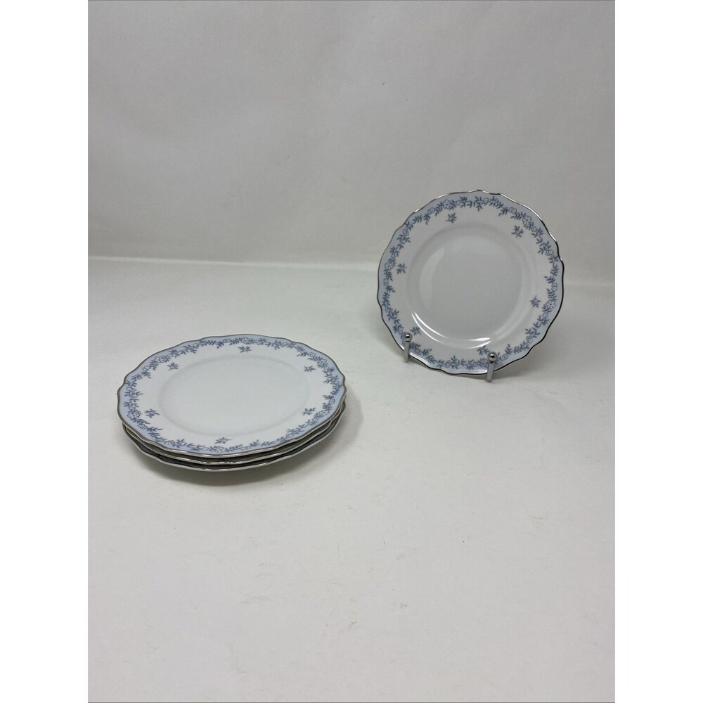Set of 4 Franconia Krautheim Bavaria Delphine Bread Plates 6 1/8" Blue Floral